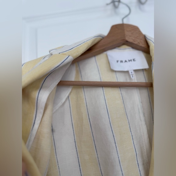 Stripped NEW FRAME 100% Linen Stripe Blazer size 0 - Picture 17 of 17